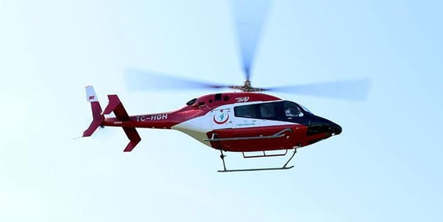 Ambulans helikopter kalp krizi geçiren hasta için havalandı