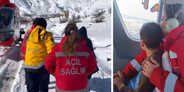 Ambulans helikopter solunum sıkıntısı çeken çocuk için havalandı