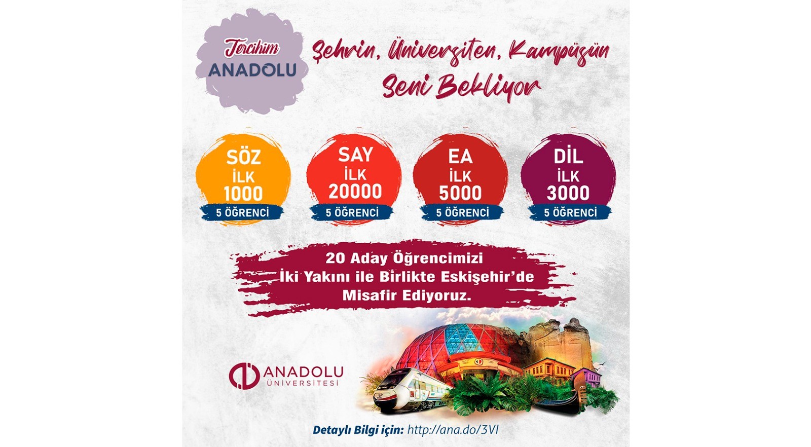 Anadolu Üniversitesi başarılı öğrencileri Eskişehir’de ağırlıyor