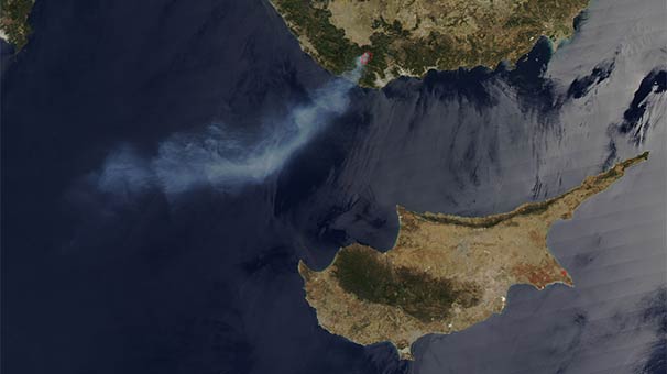 Anamur yangını uzaydan görüntülendi!