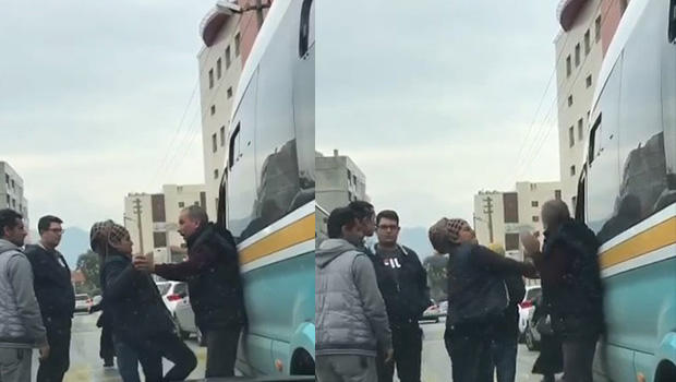 Anbean kamerada... Önce tokat sonra tekme