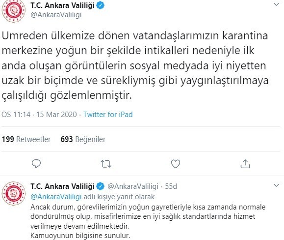 Ankara Valiliğinden yurttaki gözlem görüntüleri hakkında açıklama 