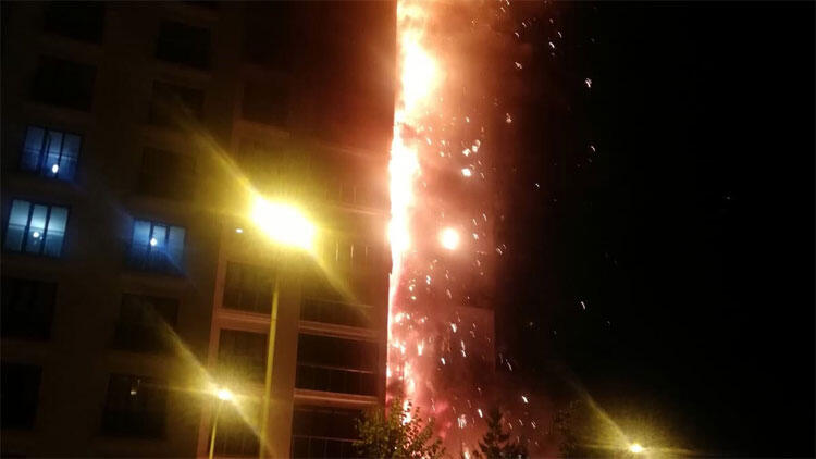 Ankara'da korku dolu anlar! 16 katlı, 160 daireli bina alev alev yandı