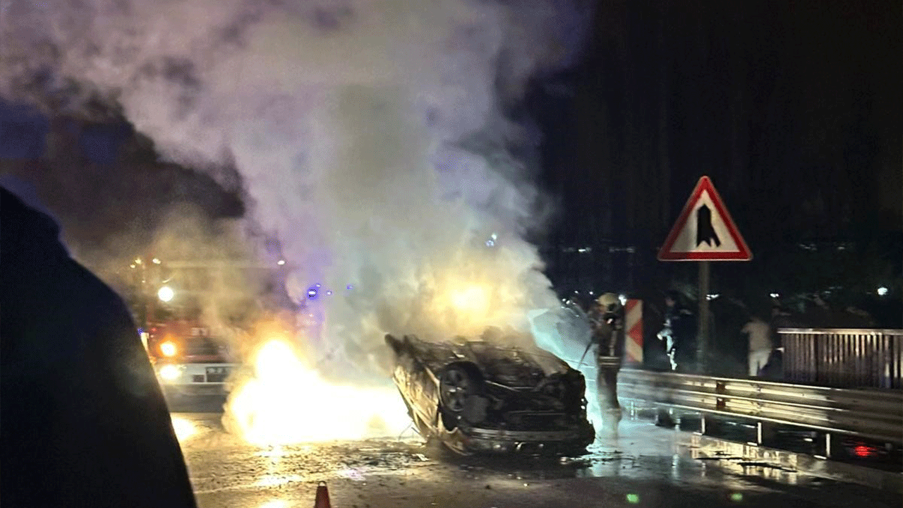 Ankara'da korkunç kaza! Takla atan araç alevlere teslim oldu: 2 yaralı