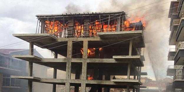 Ankara'da korkutan inşaat yangını