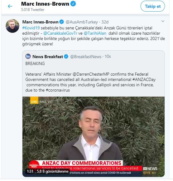 Anzak Günü anma törenleri iptal edildi 