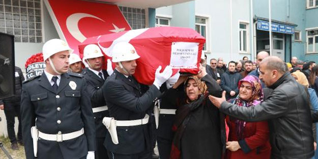 Aort damarı yırtılarak hayatını kaybeden polis, son yolculuğuna uğurlandı