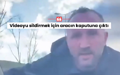 Arabadan inip saldırmanın başka boyutuna geçildi! Giden aracın kaputuna atladı videoyu sildirmeye çalıştı