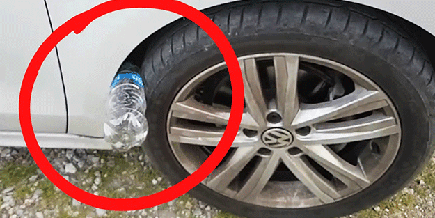 Arabanızın lastiğine sıkıştırılmış pet şişe görürseniz dikkat! Hemen polisi arayın, çünkü...