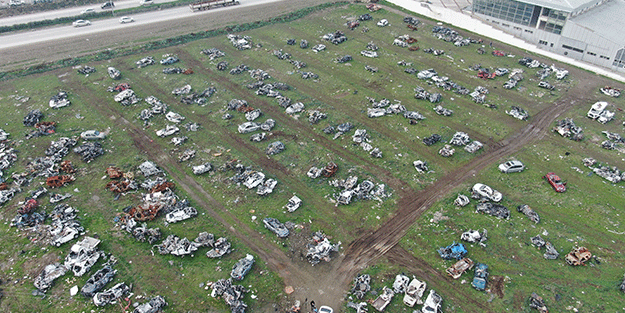 Araç mezarlığından son görüntü geldi! Gözle görülür azalma...