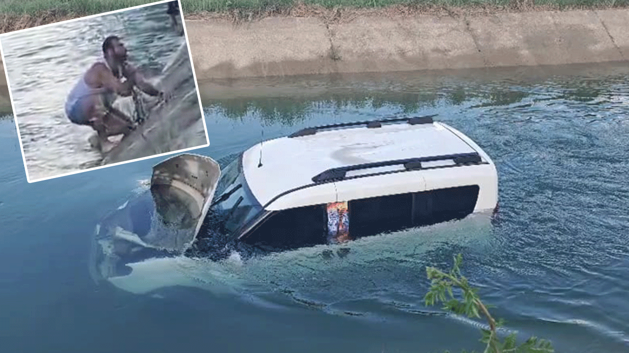  Aracıyla sulama kanalına uçtu, yardıma gelenleri kovdu