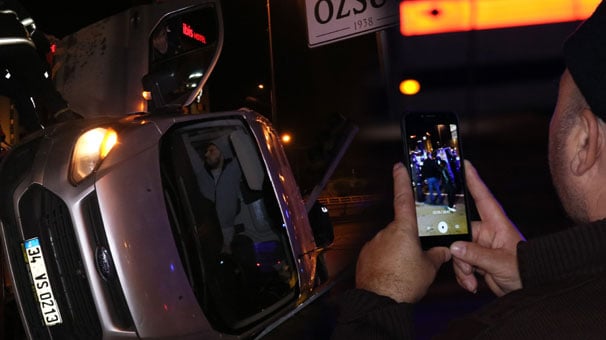 Araçta sıkıştığını unutup tehditler savurdu!