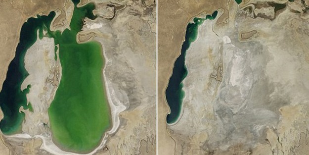 Aral Gölü artık Kızılkum Çölü'nün bir parçası...