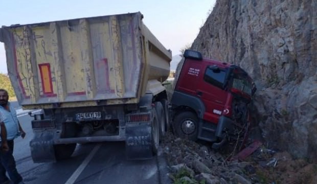 Arı görünce panikleyen TIR sürücüsü kaza yaptı