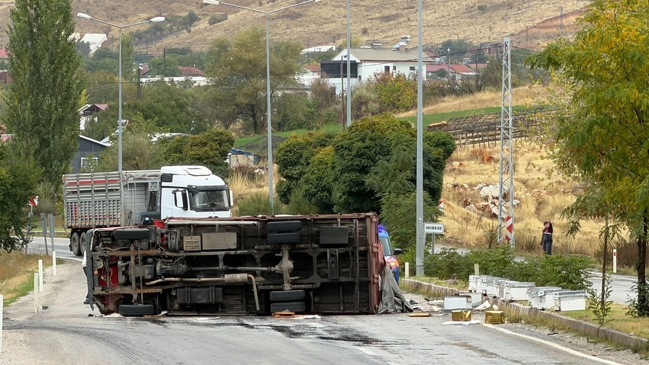 Arı yüklü kamyon devrildi! 2 kişi yarala