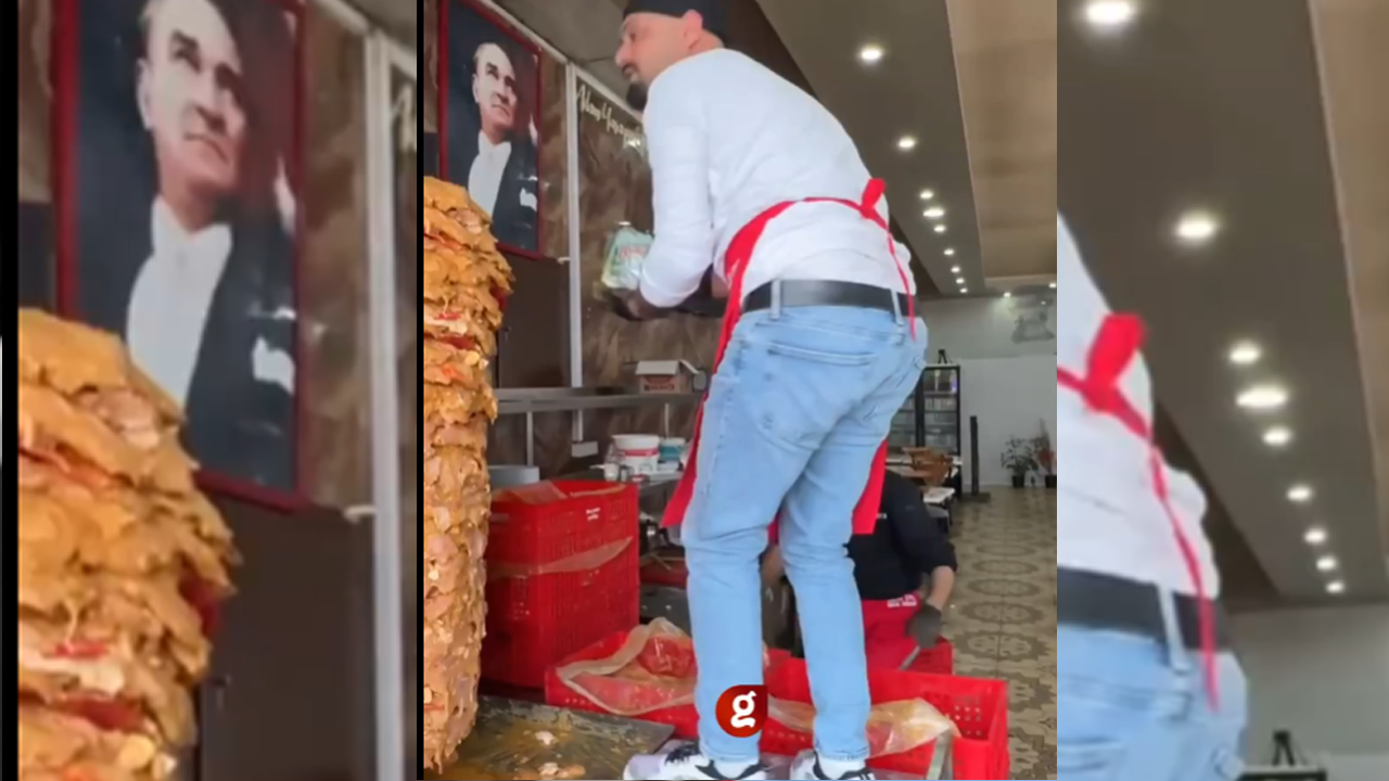 Arka fonda Atatürk posteri var diye Kemalistler sıraya girebilir! Tavuk dönercide iğrenç görüntü