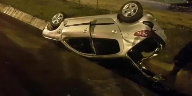 Arkadan çarptığı otomobil takla atarak su kanalına düştü: 7 yaralı