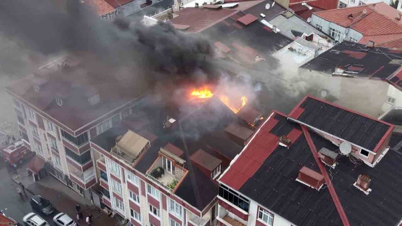 Arnavutköy'de 5 katlı binada korkutan yangın!