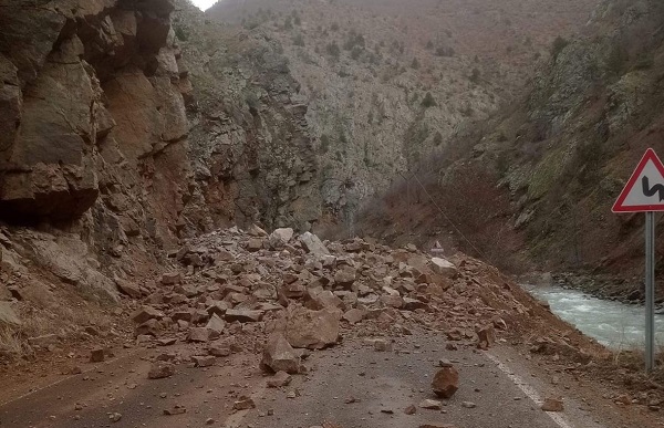 Artvin-Ardahan kara yolunda heyelan