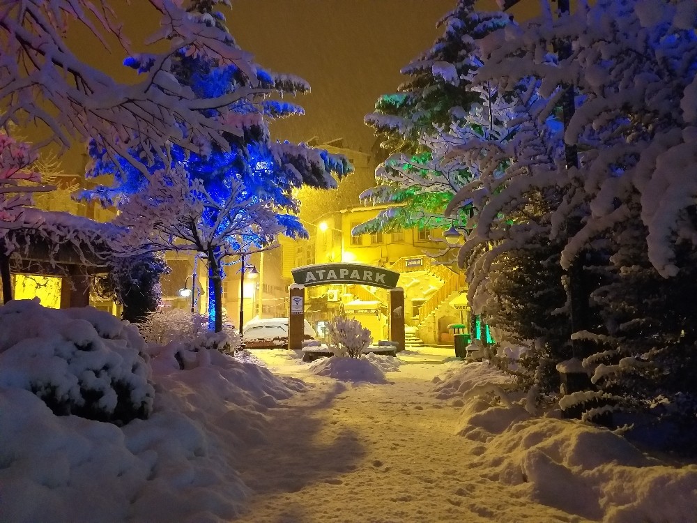 Artvin’de gece başlayan kar yağışı şehri beyaza bürüdü 
