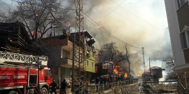 Artvin'de korkutan yangın! Onlarca eve sıçradı