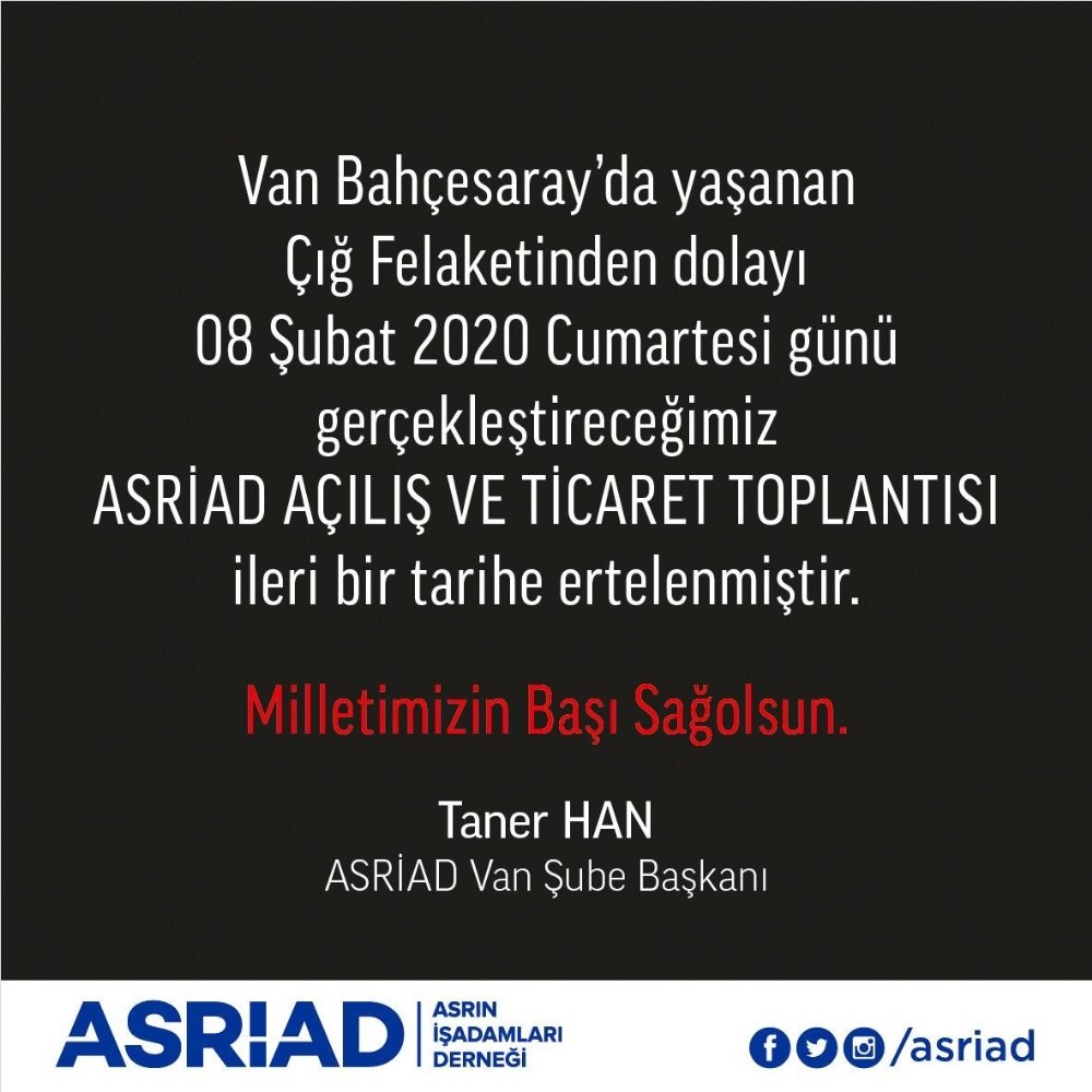ASRİAD Ticaret Toplantısı ertelendi 