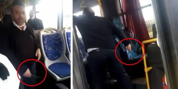 Ataşehir'de dehşete düşüren anlar! İETT otobüsü yolcuya bıçak çekip tehdit savurdu