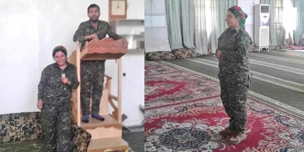 Ateist-marksist YPG'liler camiyle dalga geçti!