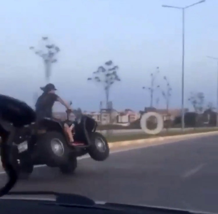 ATV ile kara yolunda pes dedirten hareketler 