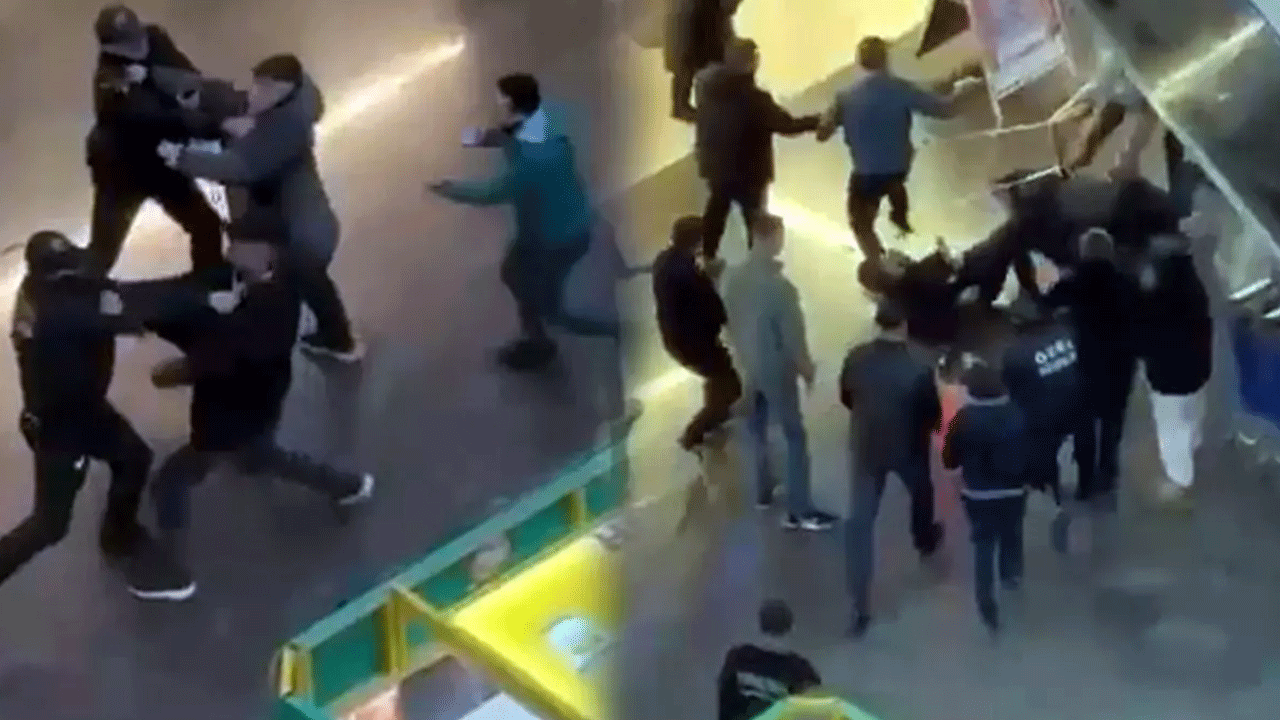 AVM'de cop ve sandalyeler havada uçuştu