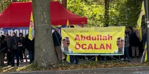 Avrupa'nın göbeğinde skandal! Öcalan pankartı açıp gösteri yaptılar