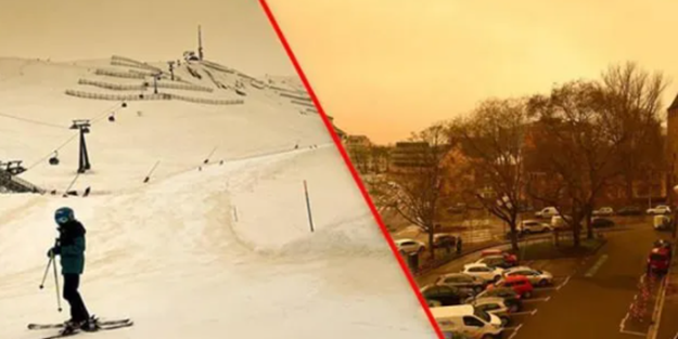 Avrupa'nın göbeğine turuncu kar yağdı, alarm verildi