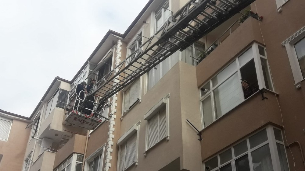 Ayağı ipe takılan güvercini itfaiyeciler kurtardı 