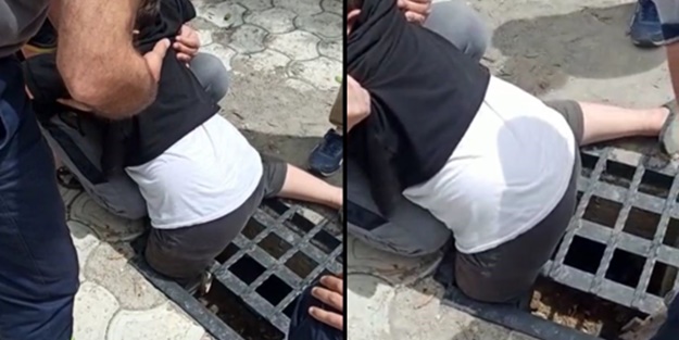 Ayağı mazgala sıkışan çocuk kurtarıldı