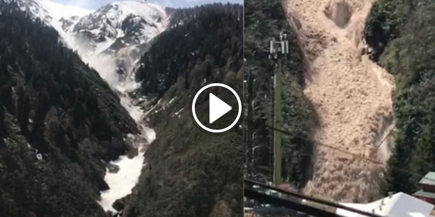 Ayder Yaylası'nda çığ düşme anı kamerada