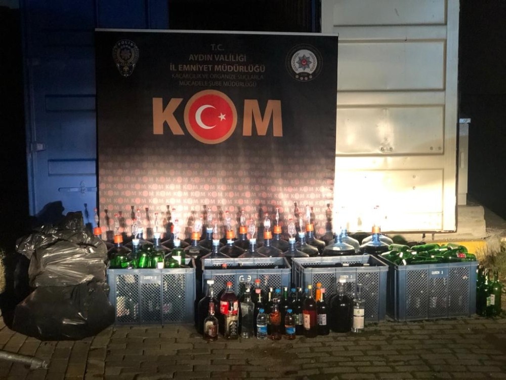 Aydın’da 1525 litre kaçak içki ele geçirildi 