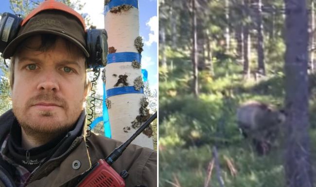 Ayı saldırısından değişik bir yöntem ile kurtuldu!