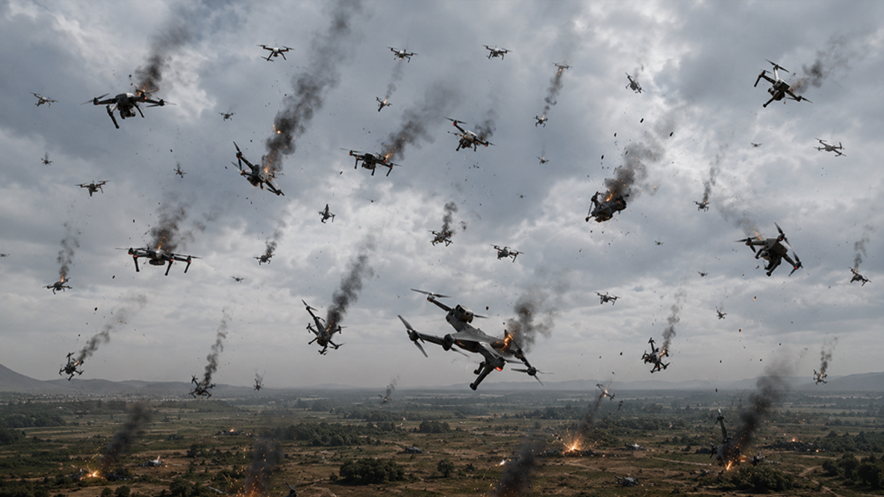 Aynı anda 90 dron havada arızalanıp düştü!