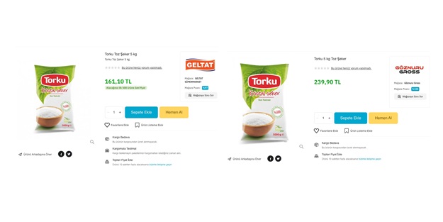 Aynı gün, aynı marka şeker, farklı fiyat!