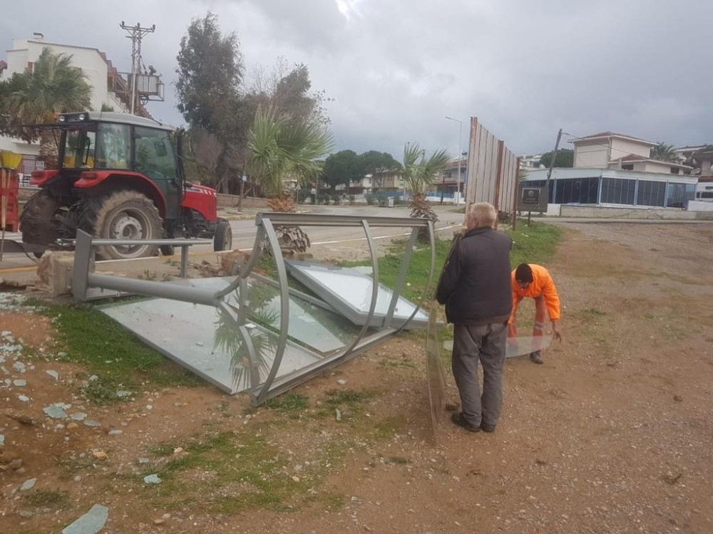 Ayvalık’ta şiddetli yağış ve fırtına etkili oldu 