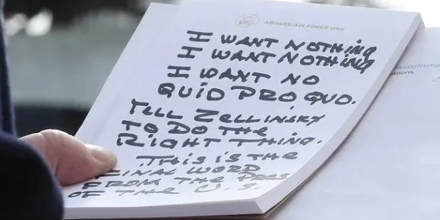 Azil soruşturmasında ifade esnasında yazdı! Trump'ın aldığı notlar kameraya yakalandı