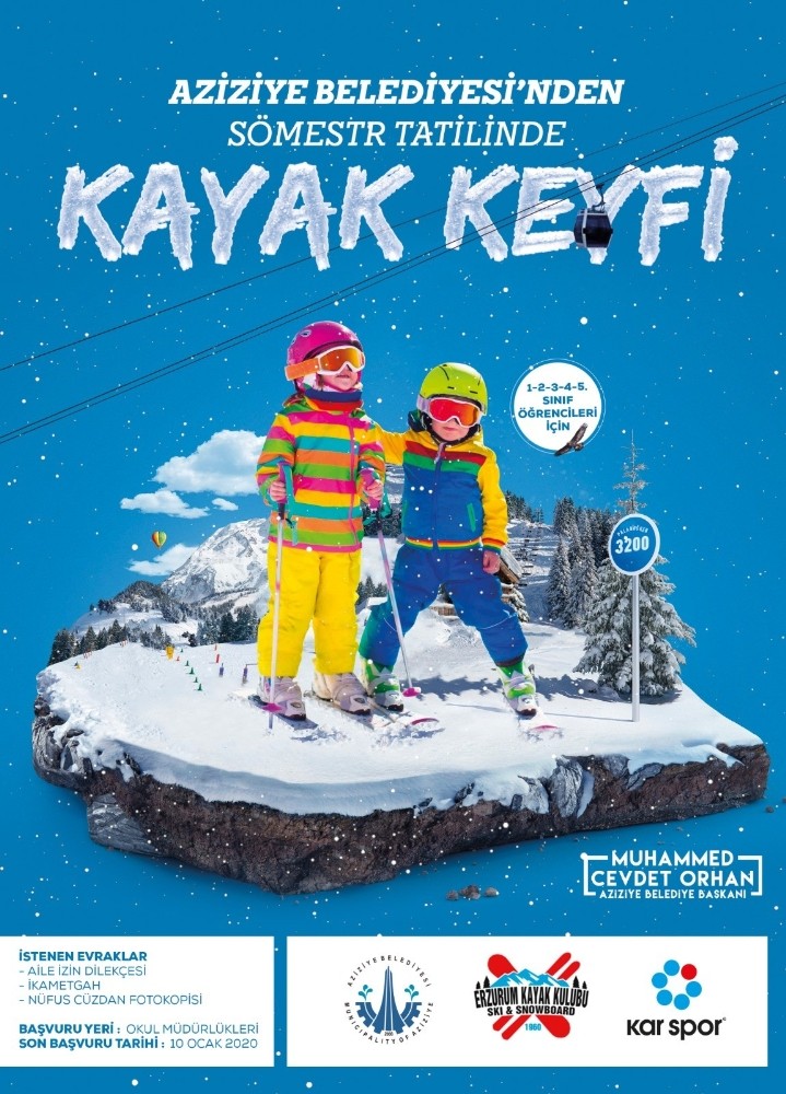 Aziziyeli çocuklara kayak imkanı 