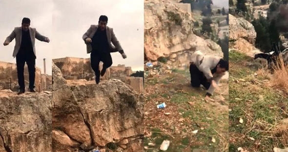 Babasının düşüp öldüğü yeri görmek istedi, kendisi de aynı yerden düştü