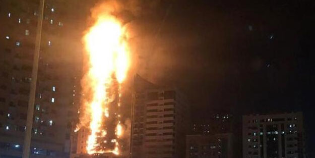 BAE'de gökdelen alev alev yandı