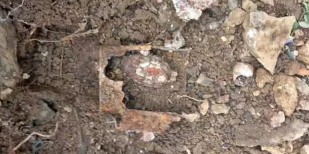 Bahçesini temizleyen adam el bombası buldu