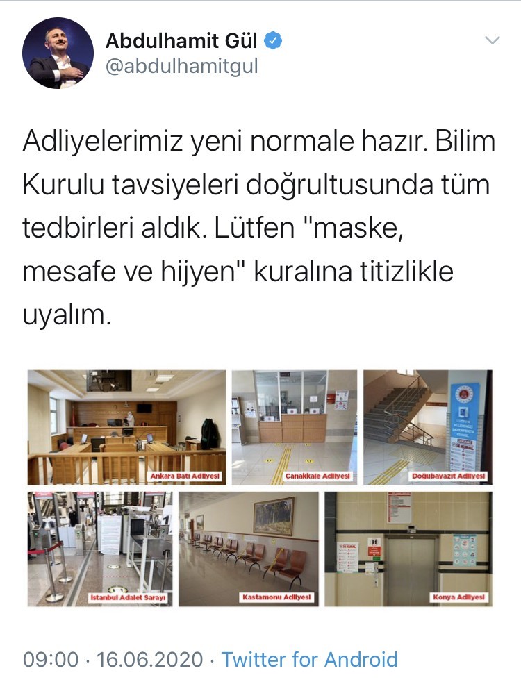 Bakan Gül: “Adliyelerimiz yeni normale hazır” 