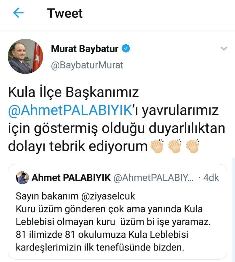 Bakan Selçuk’un jestine Kula leblebisi desteği 