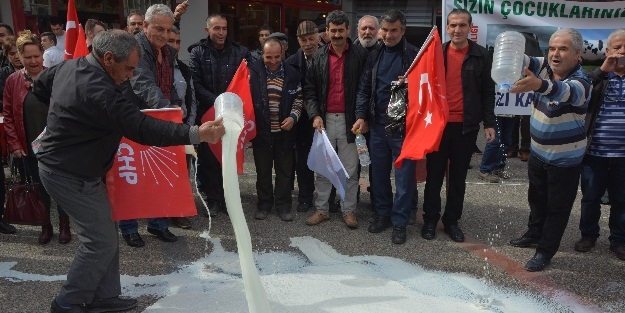 Balıkesir'de CHP'liler kilolarca sütü yere döktü