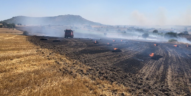 Balıkesir'de tarlada yangın