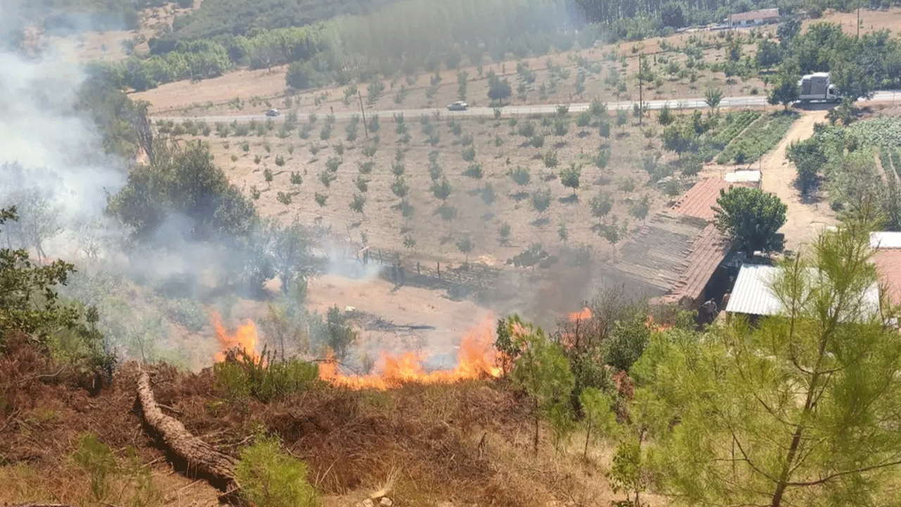 Balıkesir'deki yangına havadan ve karadan müdahale ediliyor